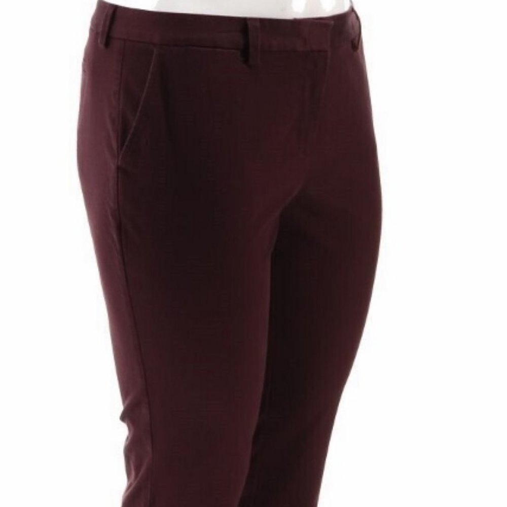NWT LANDS' END MID RISE STRAIGHT LEG CHINO PANTS COLOR RAISIN 6P- UNHEMMED‎